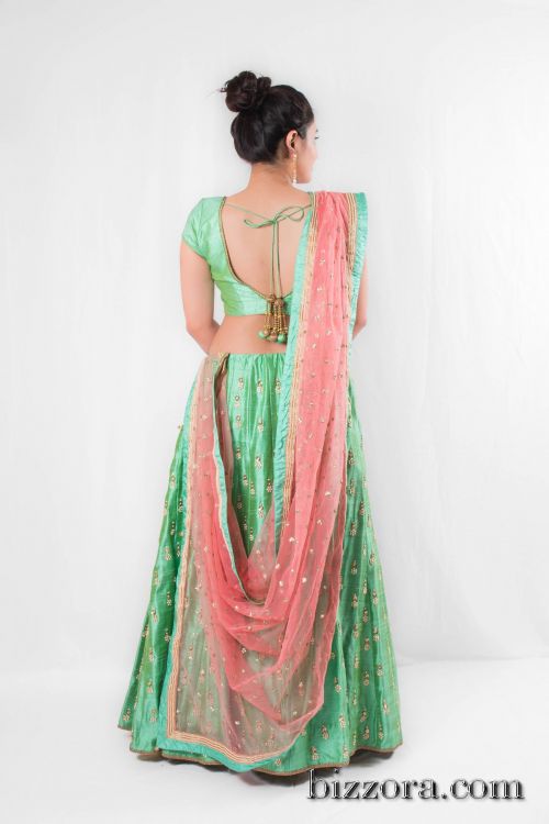 Mint Green Embroidered Lehenga Choli Set On Rent in Ahmedabad | Hire ...