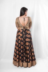 Black Gold Floral Anarkali