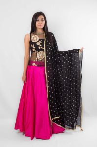 Pink & Black Lehenga Choli Set