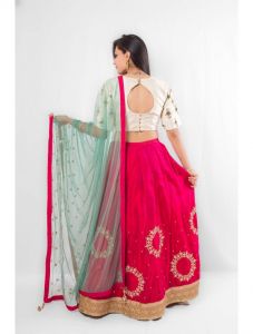 Red and White Lehenga Choli Set