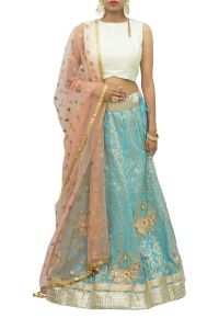 White & Blue Hues Lehenga Choli Set