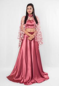 Mauve Cape Lehenga Choli Set