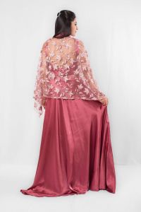 Mauve Cape Lehenga Choli Set